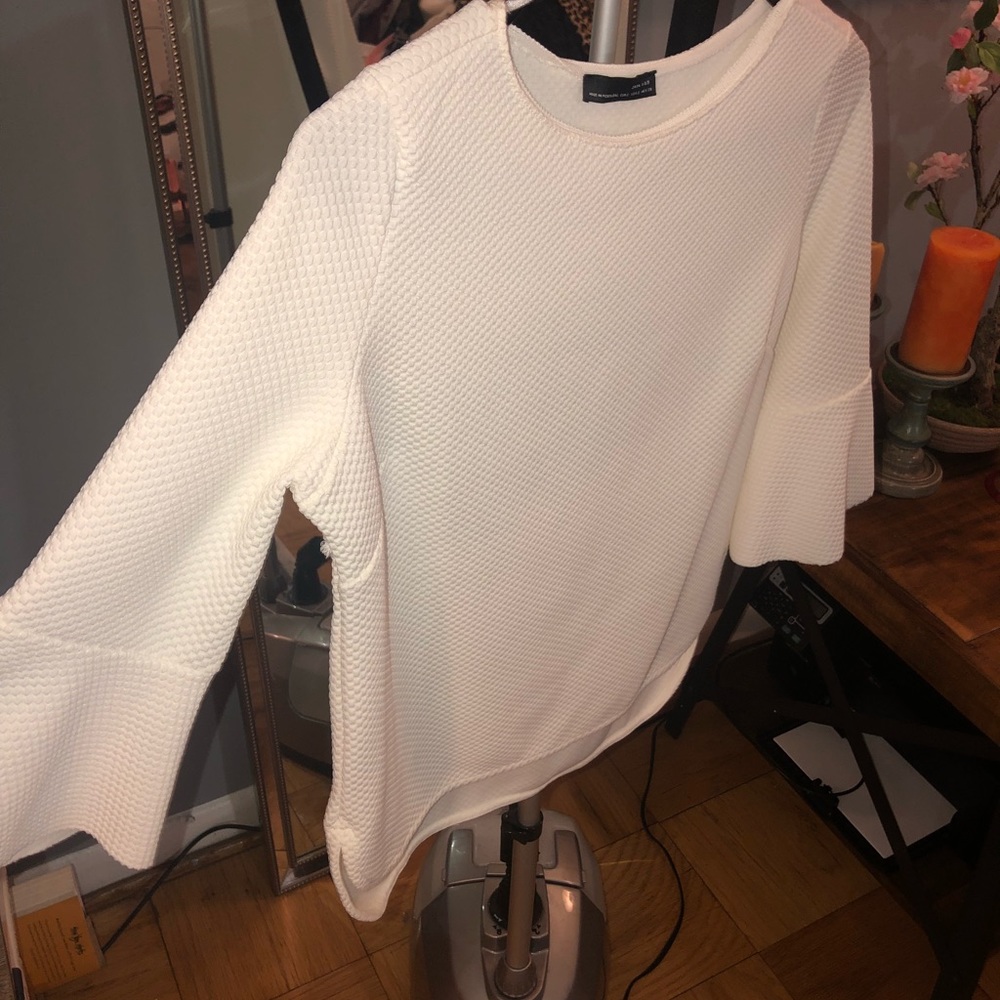NEW ZARA bell sleeve cuff texture blouse